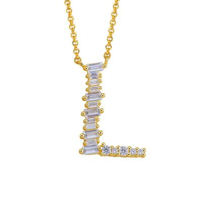 Gold Plated Sterling Silver Initial Necklace - Letter L