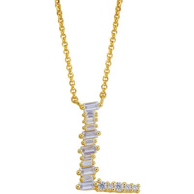 Gold Plated Sterling Silver Initial Necklace - Letter L