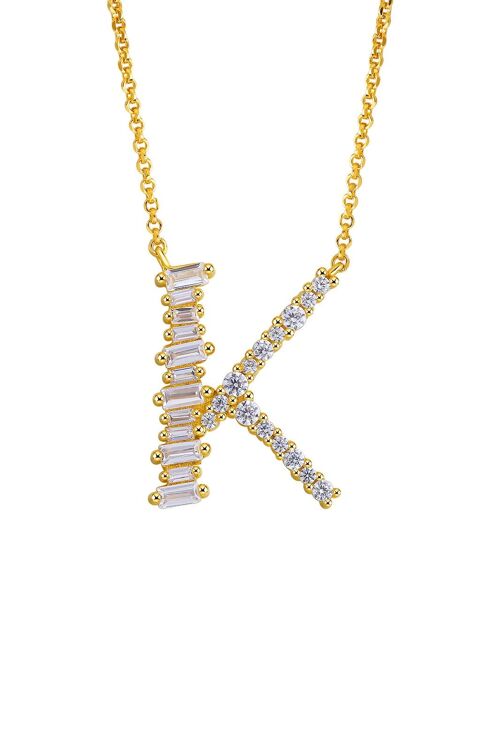 Gold Plated Sterling Silver Initial Necklace - Letter K