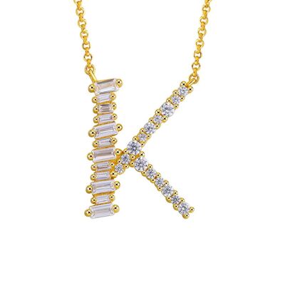 Collar Con Inicial De Plata De Ley Chapado En Oro - Letra K