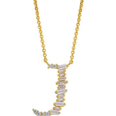 Gold Plated Sterling Silver Initial Necklace - Letter J