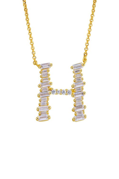 Gold Plated Sterling Silver Initial Necklace - Letter H