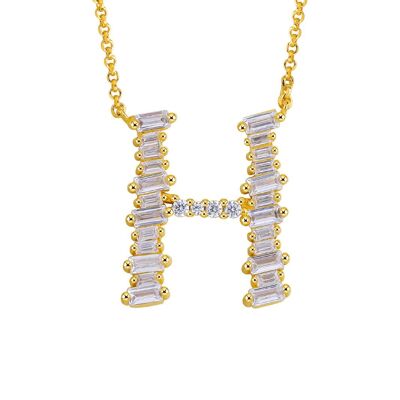Gold Plated Sterling Silver Initial Necklace - Letter H