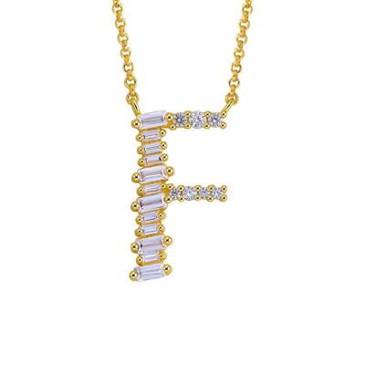 Gold Plated Sterling Silver Initial Necklace - Letter F