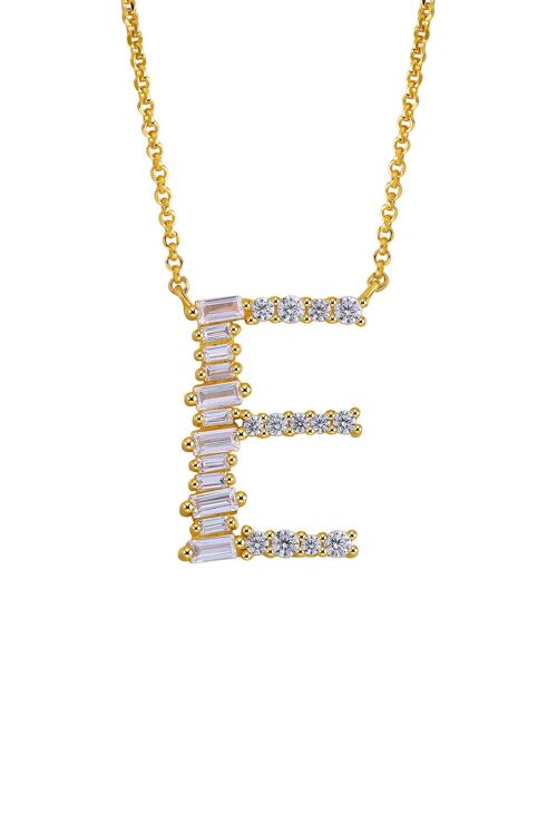 Gold Plated Sterling Silver Initial Necklace - Letter E