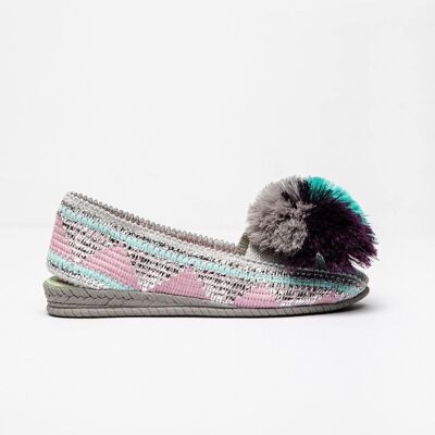 Dominica Rosa - Women's espadrilles with Pompoms with rubber sole