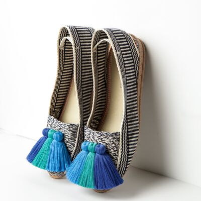 Amaya – Damen-Espadrilles mit Pompom und Gummisohle