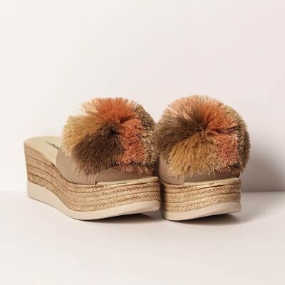 Alecia - Women's Platform Sandals with Pompoms