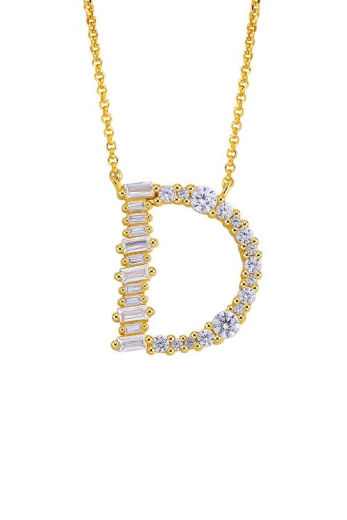 Gold Plated Sterling Silver Initial Necklace - Letter D