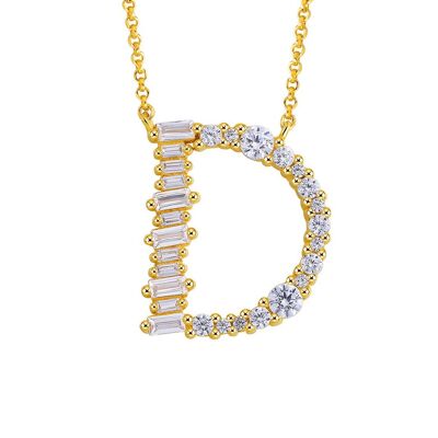 Gold Plated Sterling Silver Initial Necklace - Letter D