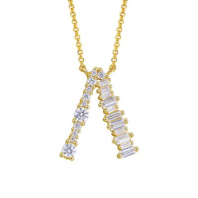 Gold Plated Sterling Silver Initial Necklace - Letter A