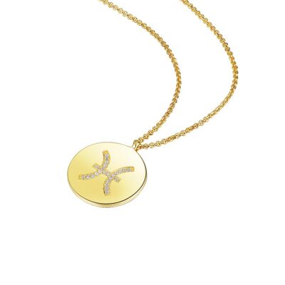 Gold Plated Silver Zodiac Necklace - Pisces