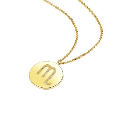 Collar Zodiaco Plata Chapado En Oro - Escorpio