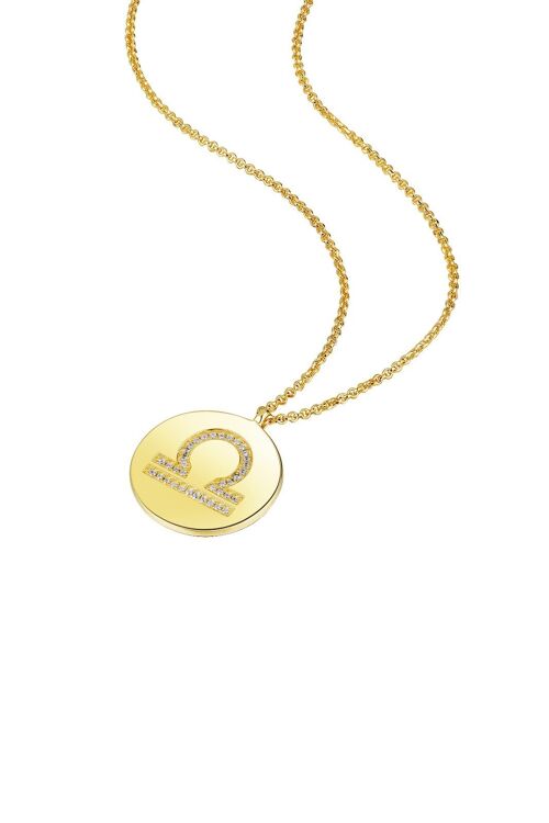 Gold Plated Silver Zodiac Necklace - Libra