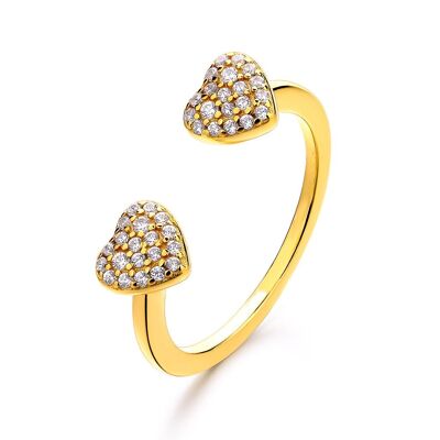 Emoji Love Heart Eyes Gold Plated Silver Ring