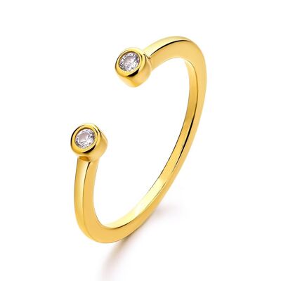 Emoji Petit Eyes Gold Plated Silver Ring