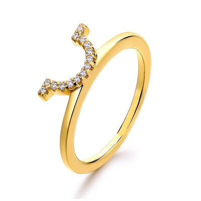 Emoji Smile Gold Plated Silver Ring