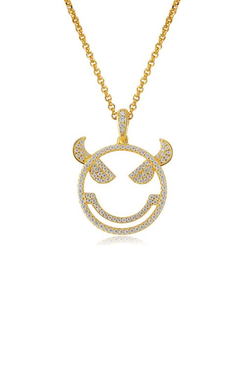 Emoji Evil Monster Gold Plated Silver Necklace