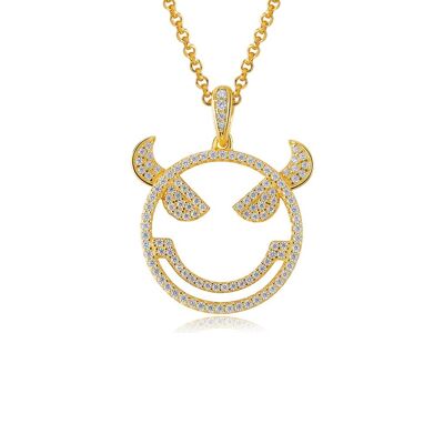 Collier en argent plaqué or Emoji Evil Monster