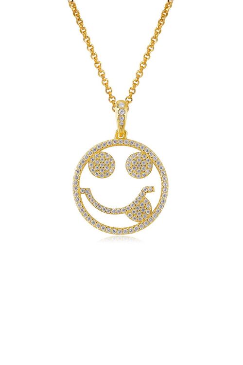 Emoji Just Kidding Gold Plated Silver Necklace