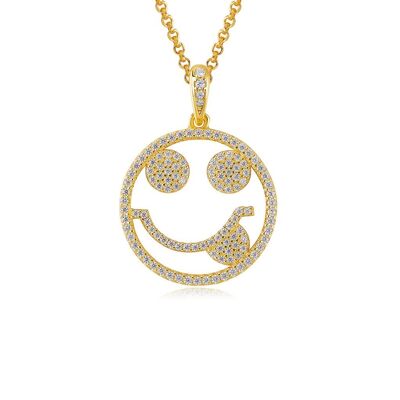 Collar de plata chapado en oro de Emoji Just Kidding