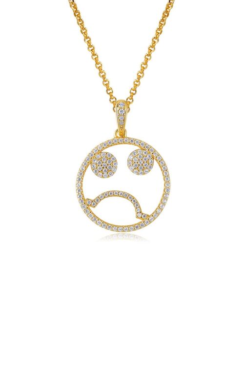 Emoji Monday Blue Gold Plated Silver Necklace