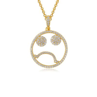Emoji Monday Blue Gold Plated Silver Necklace