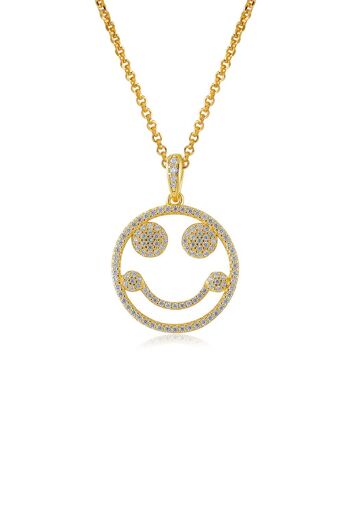 Collier en argent plaqué or Emoji Happy Mood 1