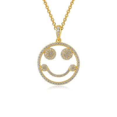 Collar De Plata Chapado En Oro Emoji Happy Mood