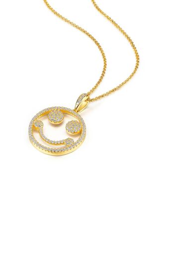 Collier en argent plaqué or Emoji Happy Mood 2