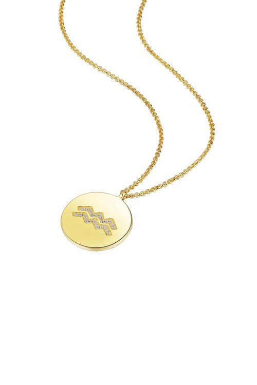 Gold Plated Silver Zodiac Necklace - Aquarius