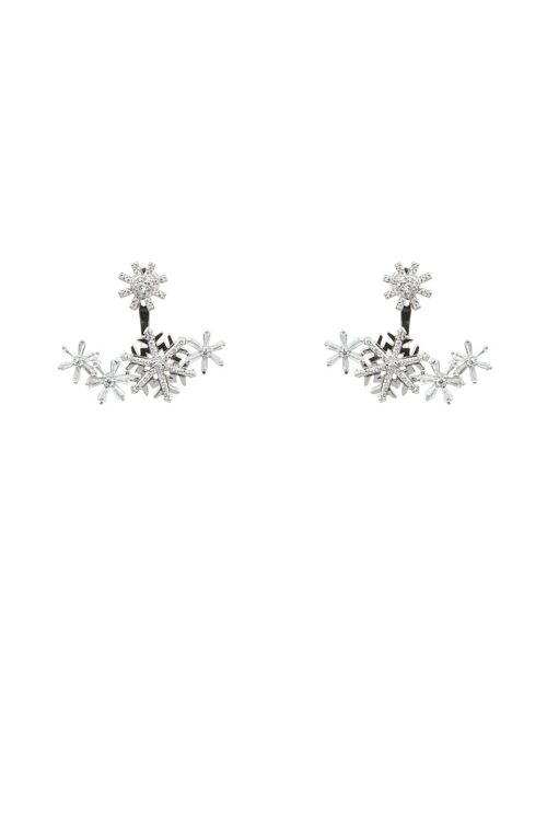 Snowflake Cluster Silver Ear Studs