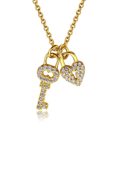 Valentine's Day Special Love Key & Padlock Silver Necklace