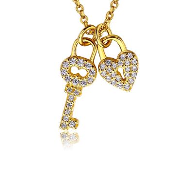 Valentine's Day Special Love Key & Padlock Silver Necklace
