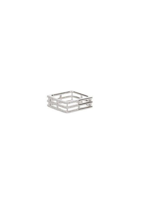 Modern Silver Square Ring