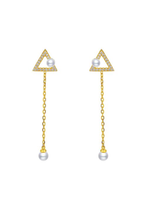 Gold Plated Geometrical Silver Earrings - Mini Triangle