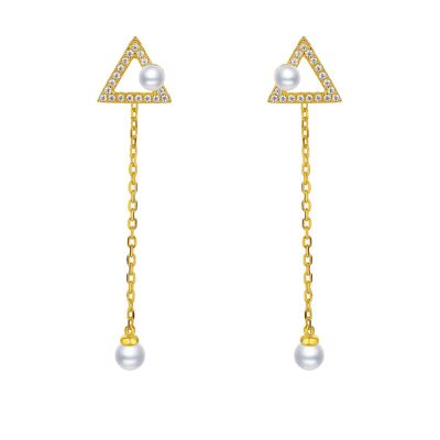 Gold Plated Geometrical Silver Earrings - Mini Triangle