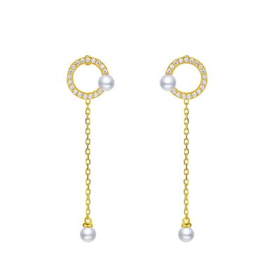 Gold Plated Geometrical Silver Earrings - Mini Circle