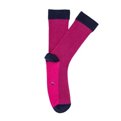 Miss Fuchsia-Navy Low Cane Spike calzino