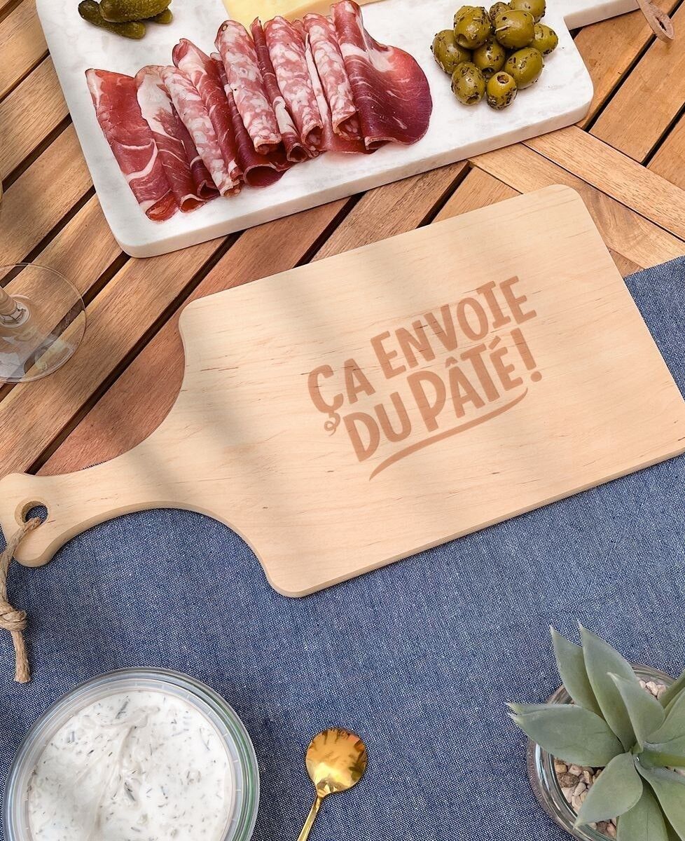 Tagliere da aperitivo con manico Invia il paté! (acuto)