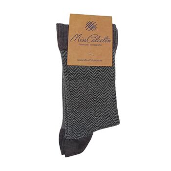 MissGrey-Grey (Anthracite) Low Cane Herringbone Sock 1