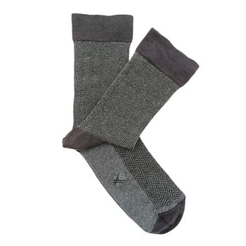 MissGrey-Grey (Anthracite) Low Cane Herringbone Sock 2