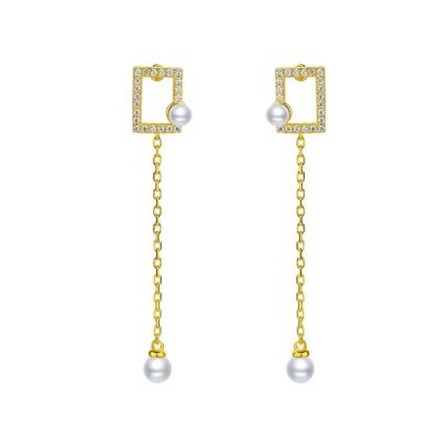 Gold Plated Geometrical Silver Earrings - Mini Rectangle