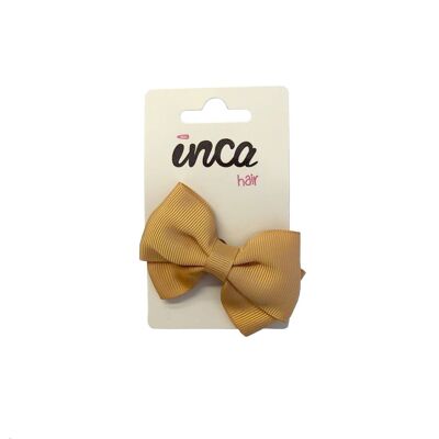 Fiocco per capelli con clip - 7 X 6 cm- Senape