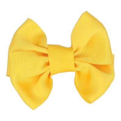 Hair Bow with Clip - 7 X 6 cm- Yolk Yellow