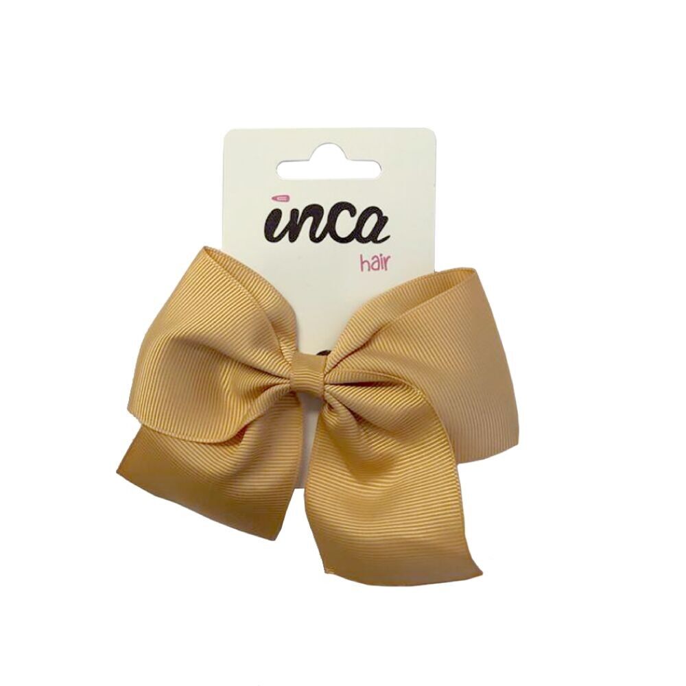 Fiocco per capelli per bambini con clip - Nastro in grosgrain - 11 X 9 cm - Senape