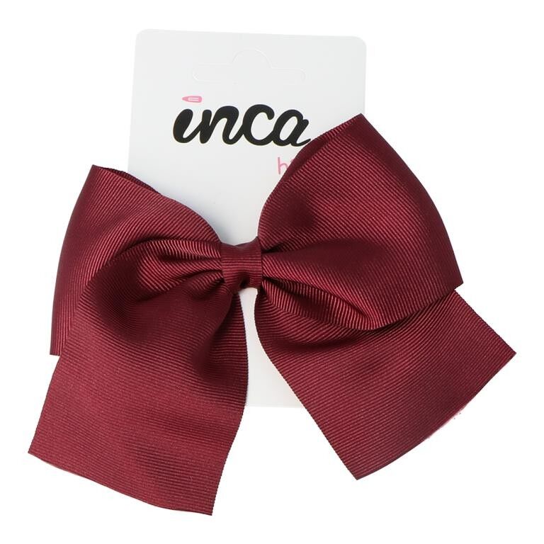 Lazo Infantil para pelo con goma - Cinta grosgrain - 11 X 9 cm - Burdeos