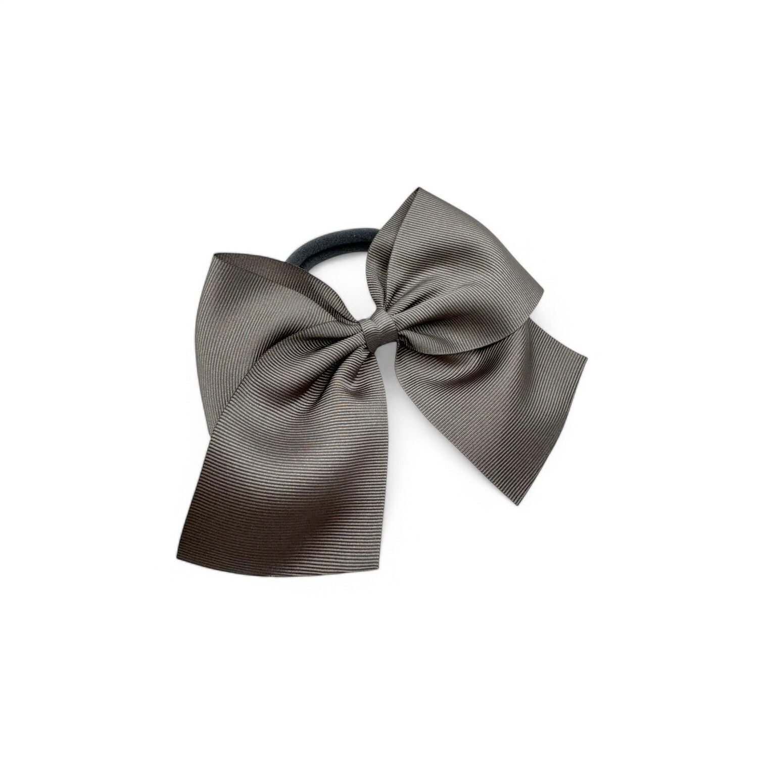 Lazo Infantil para pelo con goma - Cinta grosgrain - 11 X 9 cm - Gris oscuro