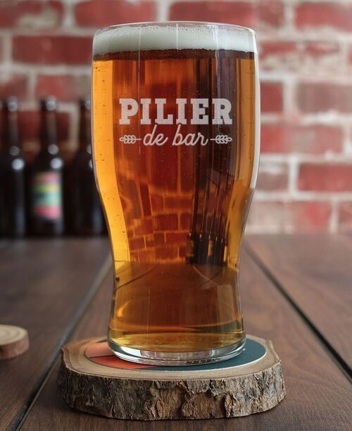 Verre à bière Pilier de bar (gravé) - Rugby