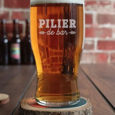 Verre à bière Pilier de bar (gravé) - Rugby